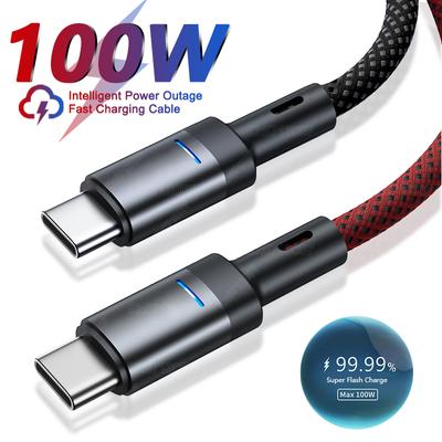 100 Вт интеллектуальное отключение питания быстрая зарядка USB кабель типа C для Samsung S24 Xiaomi 14 Huawei телефон кабель для быстрой зарядки кабель для передачи данных