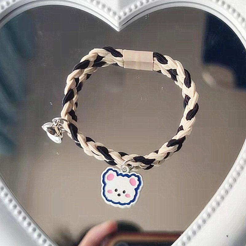 Original Two-Color Braided Little Bear Couple Bracelets & Hair Ties - Korean Version