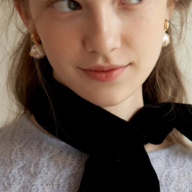 TATIANA Mignon Etoile Pearl Hoop Earring_EC1685