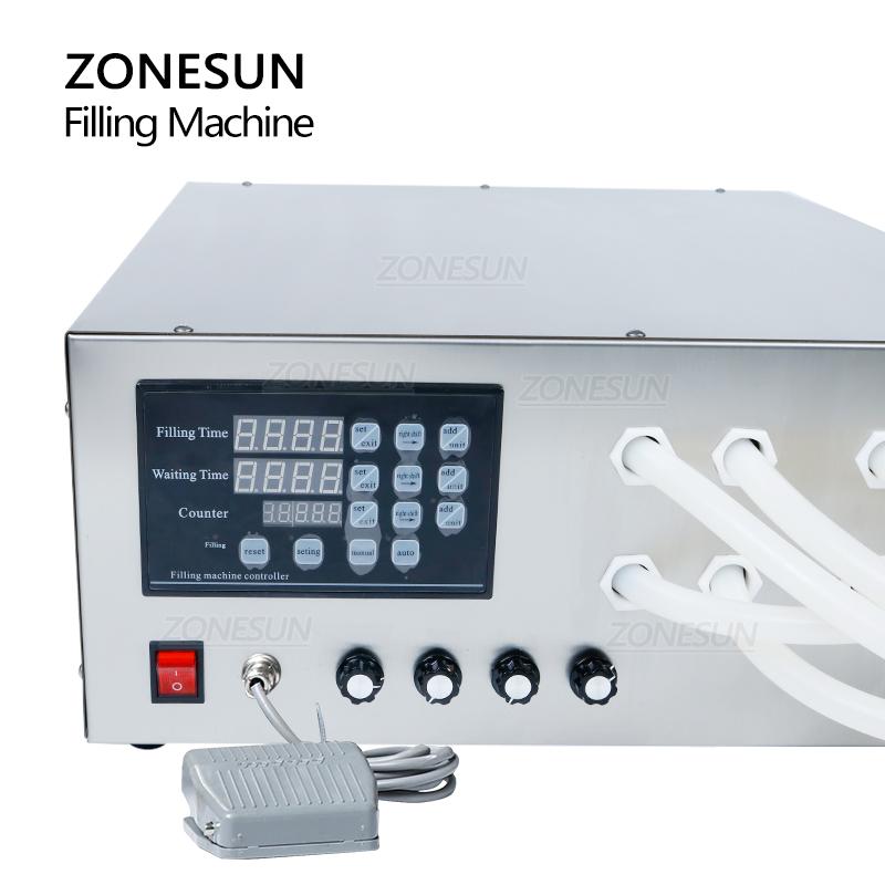 ZONESUN Машина для розлива жидкостей Электрическая 4-головочная 17 л/мин Высокая производительность Розливщик для пальмового масла Лосьона Шампуня Геля Соуса ZS-GFK17B4