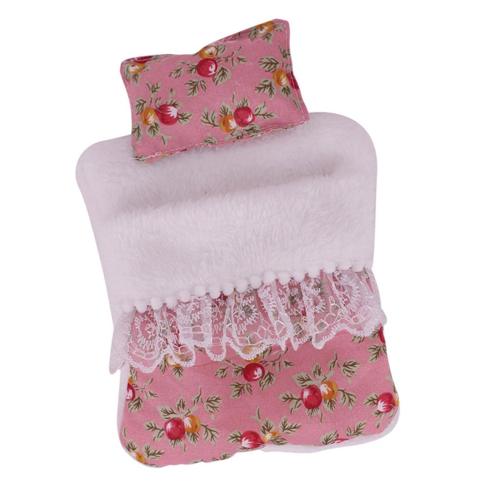 Fashion Flower Pattern Doll Bed Set with Pillow And Sleeping Bag For Labubu Plush Figure Dolls 17cm Ball Joint Dolls