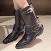Fashion Ladies Shoes On Sale 2025 High Quality Zipper Women's Boots Spring Autumn Round Toe Solid Middle Tube Chunky Heels Fashion Boots