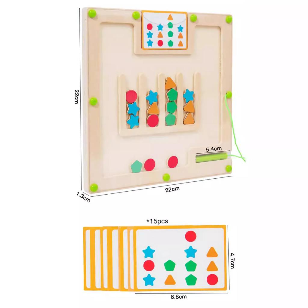 Детская магнитная доска-лабиринт для сопоставления форм Монтессори Геометрия Распознавание цветов Сортировка Сенсорная игрушка Развитие мелкой моторики Обучающая игра
