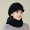 Women's Winter Velvet Thickened Cold and Warm Knitted Wool Hat Faux Rabbit Fur Hat Ear Protector Cap