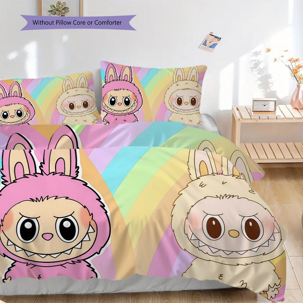 Rainbow Bunny Friends Bedding 1 Duvet Cover 2 Pillowcase Without Core Christmas Birthday Gift Duvet Cover And Pillowcase Bedding Set