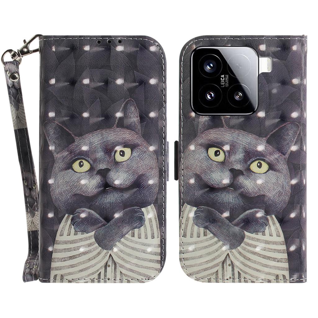 Для Xiaomi 15 Чехол с принтом, Кожаный кошелек, Чехол для телефона