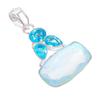 Aqua Mystic Topaz, Blue Topaz 925 Sterling Silver Jewelry Pendant 2.1" AH-3326