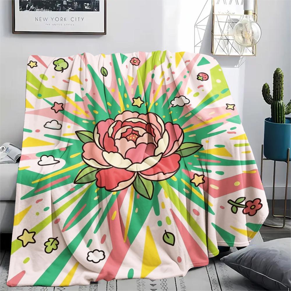 1Pc Cute Cartoon Print Flannel Blanket, High quality Comfortable for All Seasons, Home Decor, Warmth and Comfort, Perfect for Christmas Gifts W51