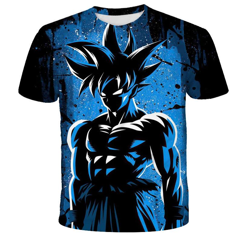 Летняя футболка Dragon Ball Z для мальчиков 3D принт Goku Мужская мода Харадзюку Повседневная футболка с коротким рукавом