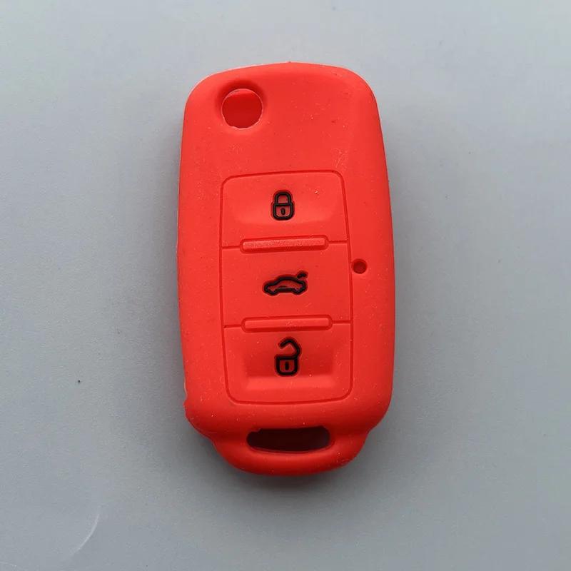 uwhxm4 Silicone Car Key Case Cover for VW Volkswagen Passat B5 Polo T4 Golf 4 for Seat Leon 1 Altea Ateca for Skoda Octavia A5 Keychain