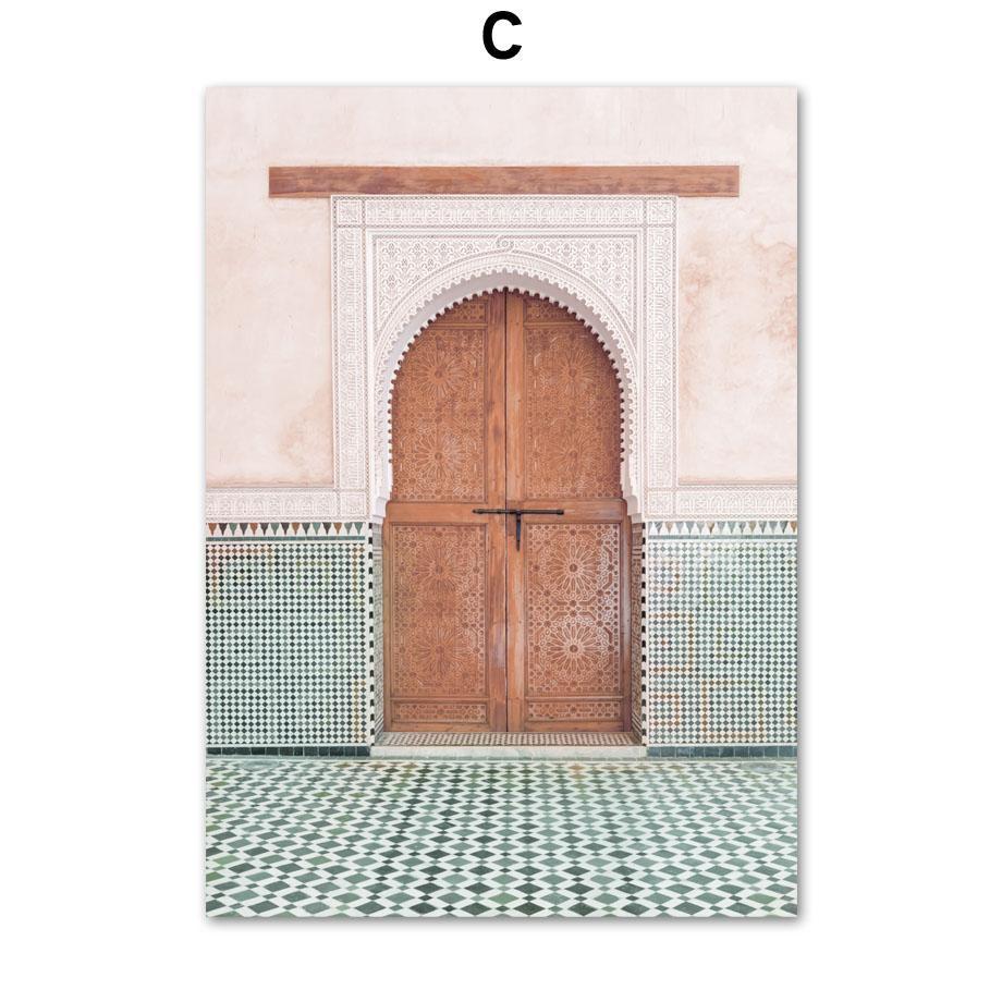 Воздушный шар цветок марокканский дверной фасад Монстера настенная живопись печать на холсте скандинавский плакат Декор фотографии для гостиной