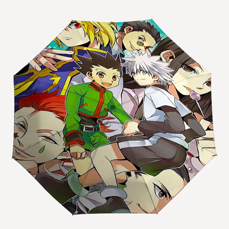 1pc Hunter x Hunter Characters Auto Open Close Umbrella Portable Folding Design with 8-Bone Iron Frame Outdoor Umbrella Ideal Gift for Fans, Travelers