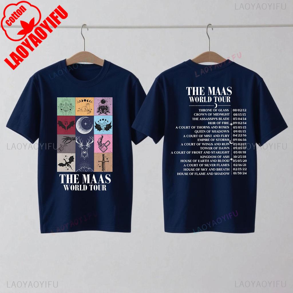 Сара Дж. Маас SJM Мерч Мировой Тур Футболка Престол Стекла Атрибутика Фаната Сумерки Мода Повседневный Комфорт Хлопковые Футболки