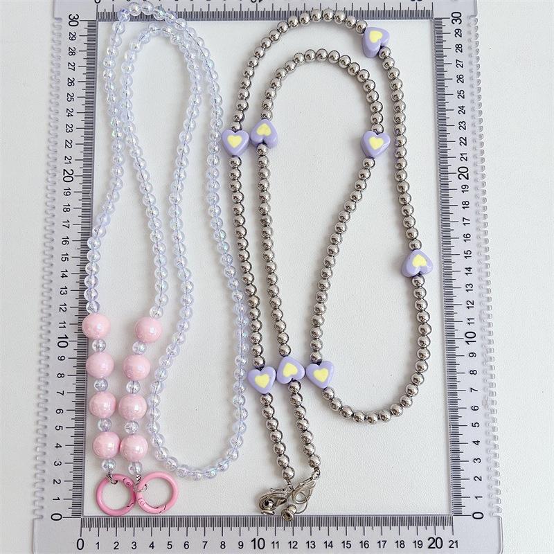 Универсальный ремешок для телефона через плечо с бусинами, длинные шейные ремешки, чехол для телефона с защитой от потери и нашивкой для iPhone, Samsung, Xiaomi