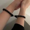 Fashion and Simple Ball Magnet Couple Bracelet Retro Style Obsidian Bead Bracelet Student for Women and Men Bracelet Gift