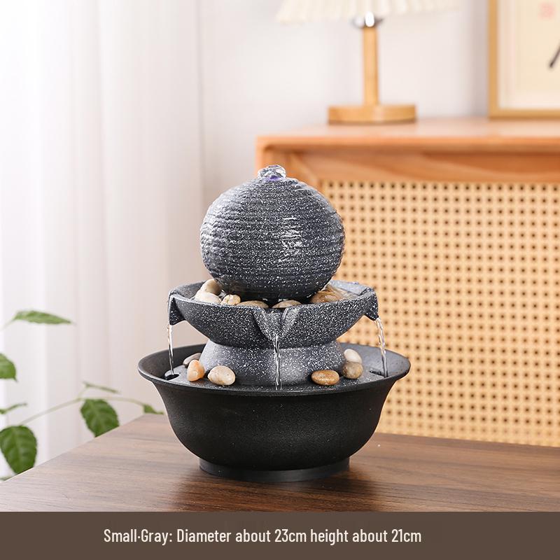 Фонтан «Колесо богатства фэн-шуй на удачу» – Современный минималистичный настольный водный элемент, Идеальный подарок на новоселье или день рождения.