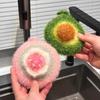 Милый Авокадо Мойка Посуды Очищающий Шар Антипригарное Масло Кухонные Полотенца Инструмент для Чистки Кухни Цветок Нецарапающая Губка для Посуды