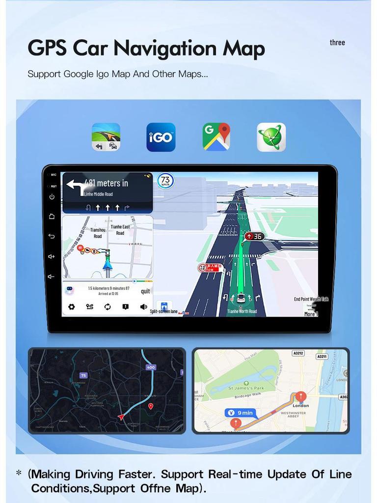 Универсальный 7-10-дюймовый экран для центральной консоли автомобиля с навигацией, камерой заднего вида и радио