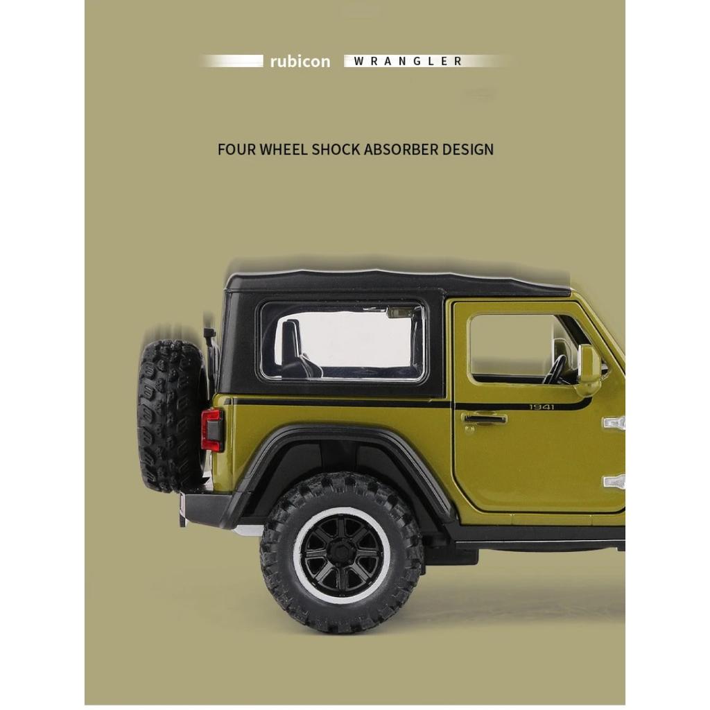 1/32 Jeeps Wrangler Rubicon 1941 Внедорожные литые легкосплавные автомобили и игрушечные транспортные средства Модель автомобиля Звуковые и световые игрушки для детей Подарки