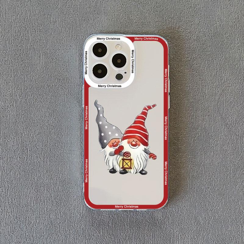 Новый год Рождество Санта-Клаус Прозрачный чехол для телефона для IPhone 15 Pro Max 14 13 12 11 Pro Max 15 14 7 8 Plus X XR XS Милый задний чехол