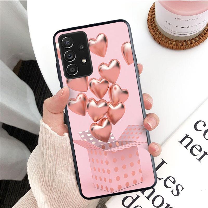 Чехол для телефона из розового золота с розовым сердечком и бабочкой для Samsung Galaxy A13 A22 A12 A32 A71 A11 A21S A33 A52 A72 A51 A50 A70 A31 M31