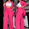 Elegant Autumn Women's Blazer Pants Two Piece Set Outifits Fashion Collar Coat Pocket Trouser Suit