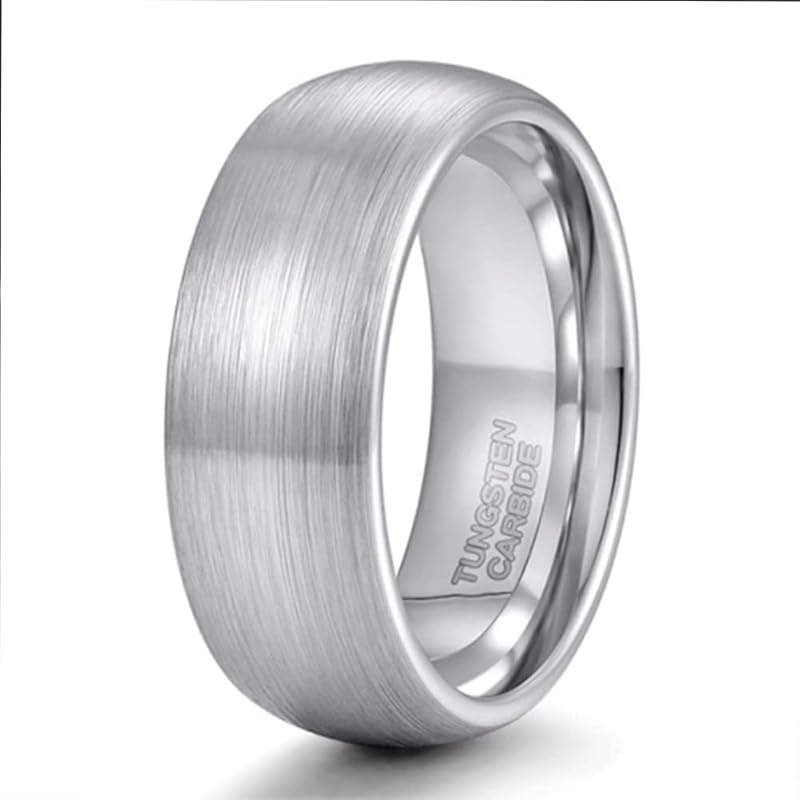 [Rockyu] ring tungsten simple Width 8mm ring mens silver rings Metal allergy free mud texture Carbide Durability matte Komaru Unisex vacuum plating