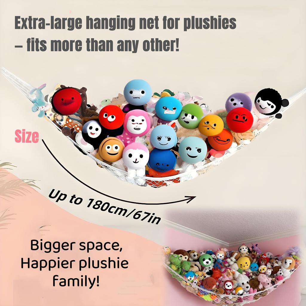 Просторный гамак для мягких игрушек - Угловая сетка для хранения плюшевых животных (Доступно в 4 цветах) - Прочный подвесной органайзер