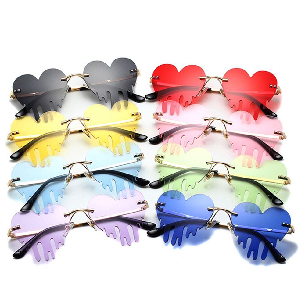 Fashion Colorful Ocean Luxury Heart Unique Women Tear Shape Rimless Sunglasses Sun Glasses