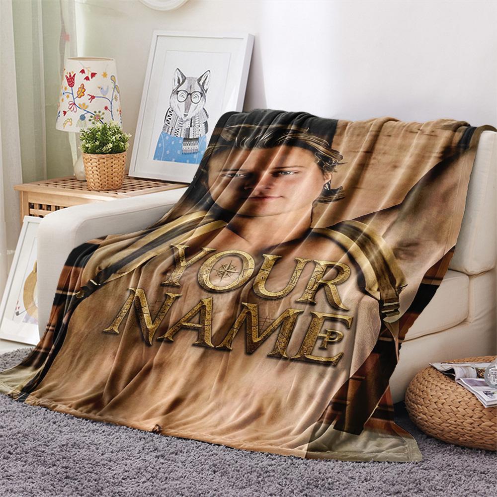 1PC Adventure Quest Custom Name Patterned Flannel Blanket Suitable For All Seasons For Home Decor Warmth And Comfort Gifts Holiday Present