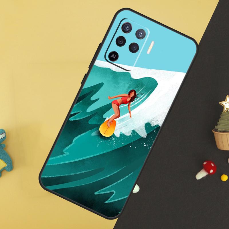 Волна для серфинга для OPPO A57S A53S A54S A98 A78 A58 A79 A15 A17 A77 A16 A76 A96 A52 A72 A5 A9 A94 A74 Чехол