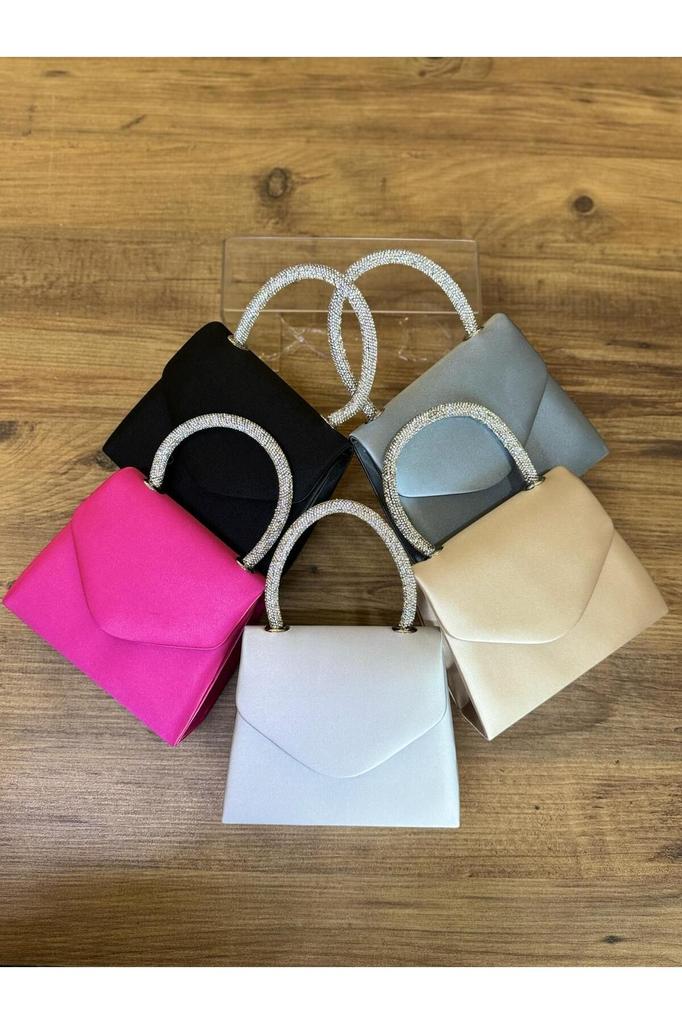 Women's Stylish and Useful Evening Dress Bag Evening Dress Bag with Satin Stone Handle for Weddings, Graduations, Elegant Events...