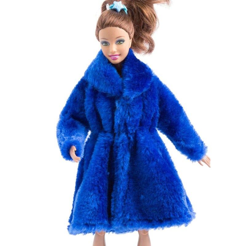 Синяя зимняя одежда, длинное пальто для кукол Барби, одежда, одежда, кукольные платья для Барби 1/6, аксессуары для кукол BJD, детские игрушки