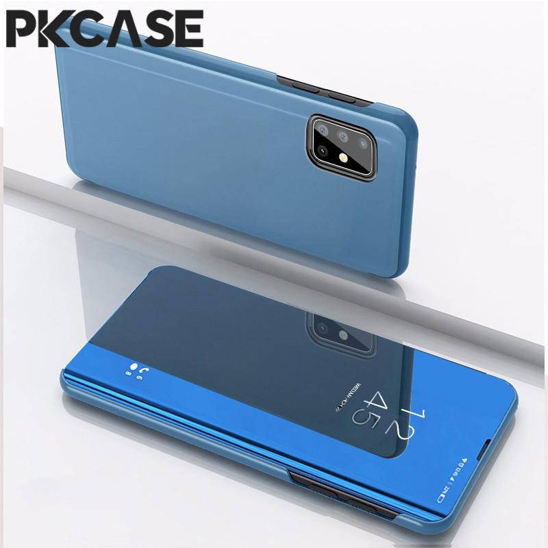 PKCASE Смарт-зеркало Флип-чехол для телефона для Samsung A05 A05S A15 A35 A25 A33 A34 5G Note 20 Ultra Ударопрочный Кожаный Чехол-подставка