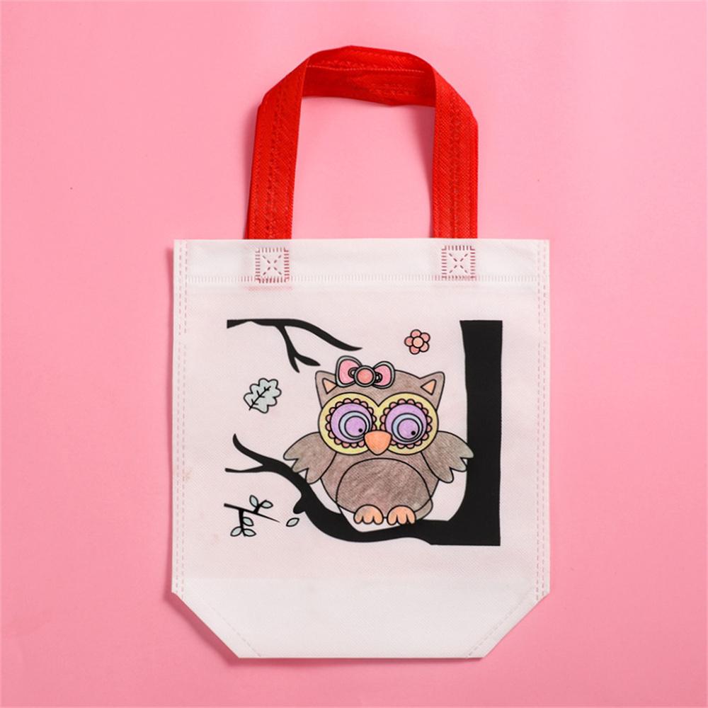 Сумка для граффити своими руками с маркером для раскрашивания, карнавальные сумки с изображением животных для вечеринок, детские эко-многоразовые мини-сумки из нетканого материала