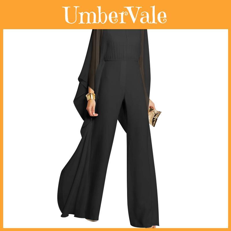 Elegant Women Splicing O-neck Pullover Jumpsuit With Batwing Long Sleeves And High Waist Zipper