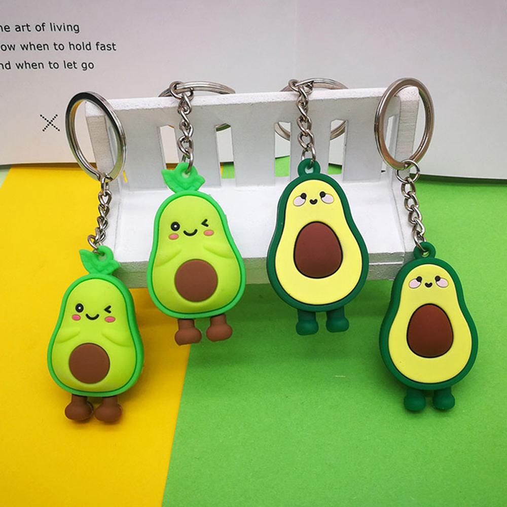 Couple Key Rings Bag Pendant Jewelry Smiling Avocado 3D Keychain Simulated Fruit Avocado Keychain