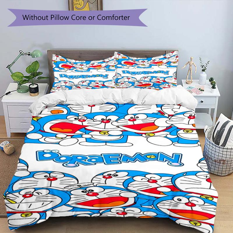 Doraemon Adventure 3‑Piece Bedding Set,Soft Breathable Duvet Cover with 31 Pillowcases,Multi‑Scene for Bedroom Dorm,Perfect Holiday Birthday Gift for