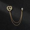 Korean Style Men's Blazer Brooch with Scissors-Shaped Metal Chain Accessory