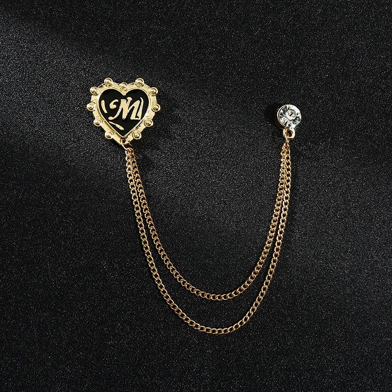 Korean Style Men's Blazer Brooch with Scissors-Shaped Metal Chain Accessory