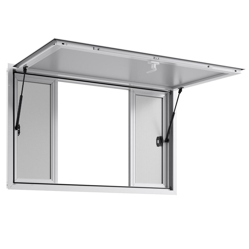 Concession Window 135x84 cm, Aluminum Alloy Service Window for Food Truck, Up to 85 Degrees Stand Serving Window with 4 Sliding Windows, Awning Door,
