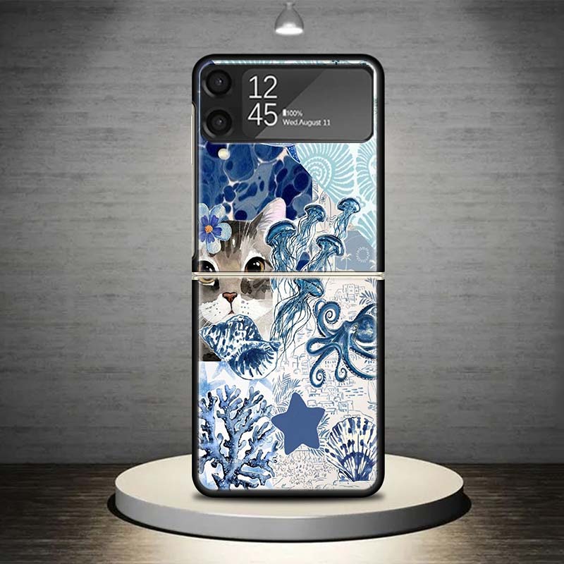 Чехол для телефона 'Морская звезда, Морская черепаха, Акула' для Samsung Galaxy Z Flip 7 6 5 4 3 5G Ударопрочный чехол Z Flip7 Flip6 ZFlip5 Flip3 Fl