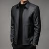 Мужская куртка из натуральной кожи для папы среднего возраста, весенне-осенняя куртка из овчины, повседневная куртка с воротником-стойкой, мотоциклетная куртка