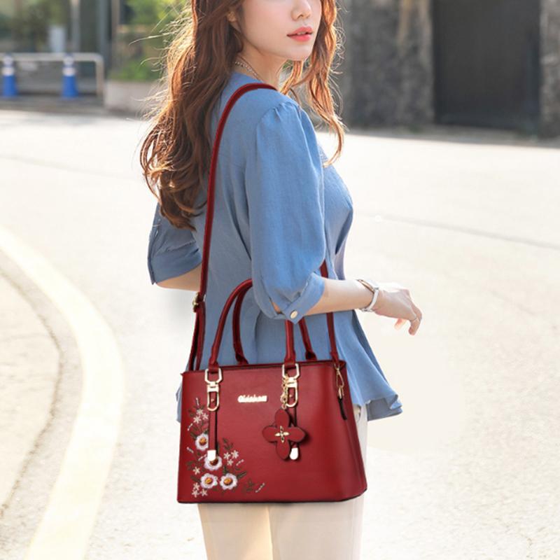 Модная женская сумка с вышивкой в виде цветов, дизайнерская сумка с верхней ручкой, многослойная наплечная сумка кроссбоди CLE