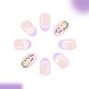 24Pcs French Lavender Glossy Press On Nail Winter Floral False Nail Durability ABS False Nail For Women Party