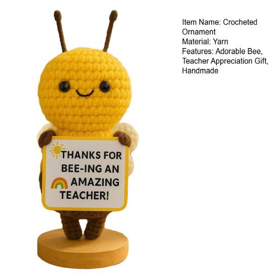 Вязаная пчела учителю подарок признательность ручной работы украшение благодарности пчела со знаком вязание крючком пчела