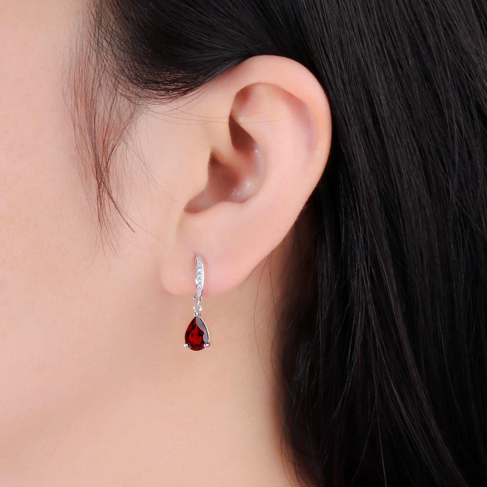 Новые серьги с красным гранатом, серебро 925 пробы, розовое золото для натуральных драгоценных камней, груша, 6*9 мм, изысканные украшения для женщин и девочек, простые ювелирные изделия