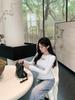 Женская ажурная термофутболка, Осень/Зима 2025, с длинным рукавом, однотонная, модный стиль 'Hot Girl', идеально подходит для многослойности или как самостоятельный элемент.