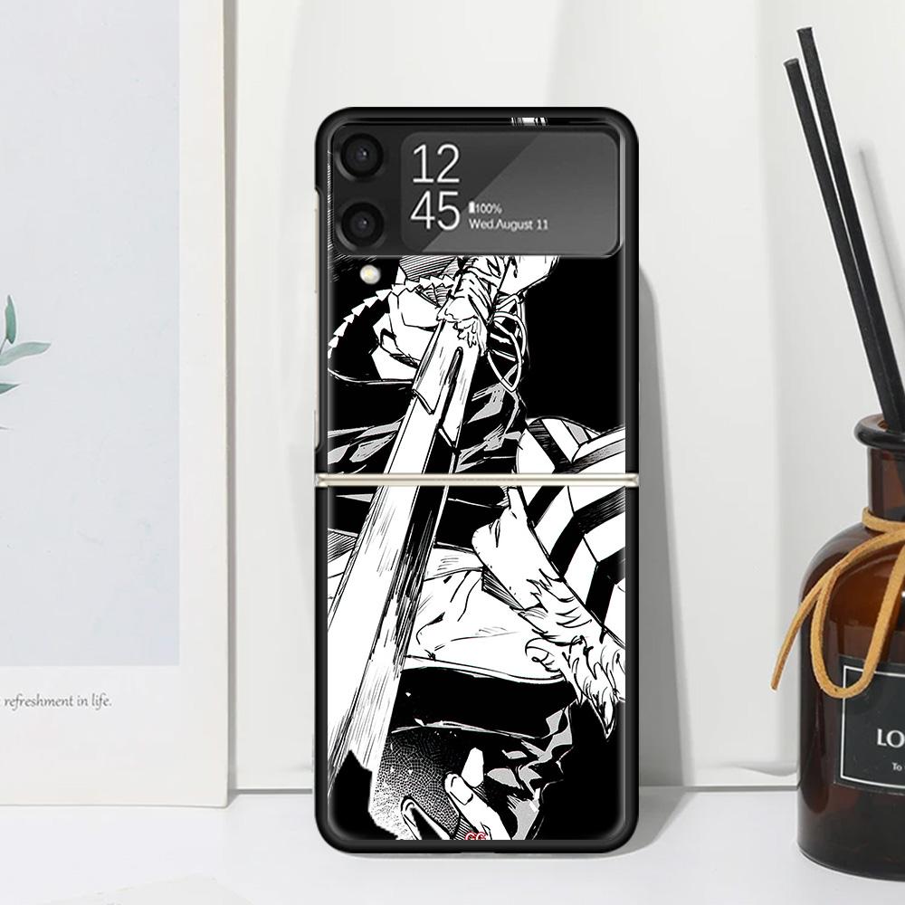 Bleach Kisuke Urahara Phone Case Cover for Samsung Galaxy Z Flip 7 6 5 4 3 5G Flip3 Flip4 Flip5 ZFlip6 ZFlip7 Black Fundas Clear