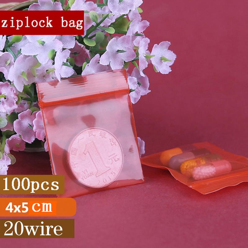 100 шт./лот, 4x5 см, сумки с замком, прозрачные пластиковые пакеты на молнии с принтом для хранения продуктов, упаковка для ювелирных изделий, сумки